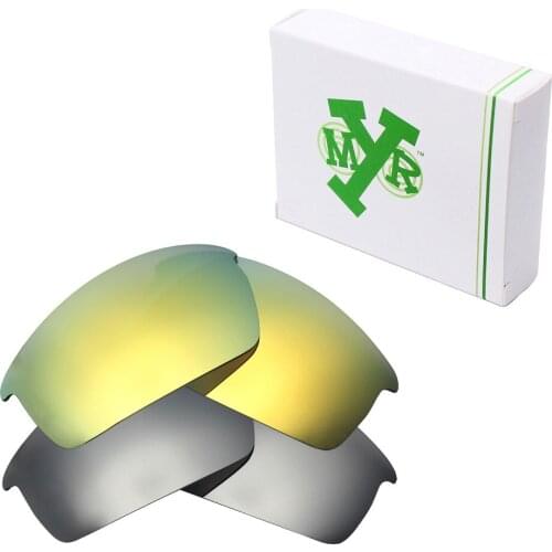 2 Pairs Mryok POLARIZED Replacement Lenses for Oakley Bottlecap Sunglasses Silver Titanium & 24K Gold