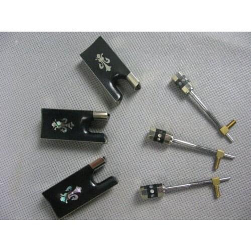 2 pcs 4/4 violin ebony bow frogs with silver mount