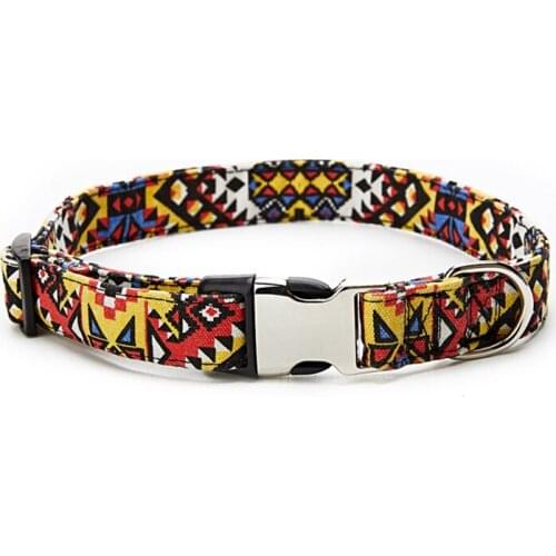 25PCS / LOT Pet Collar New Pet Products National Style Pattern Personalized Semi-Metal Cotton Cat Dog Collar