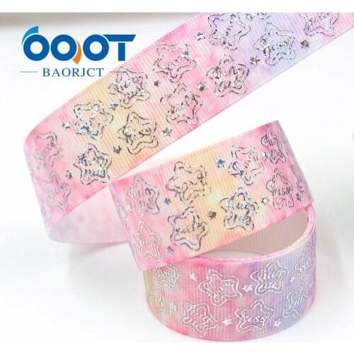 388, 1'' Love star Laser Silve printed ribbon,10yrds DIY Hair Bow Wedding Festival Home Party Birthday Decorations Gift Packing