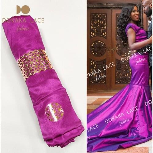 5 Yards Fuchsia Silk Satin Fabric 2020 African Nigerian Women Birde Or Bridegroom Weding Prom Dress Lining Satin George Material