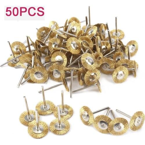 50PCS Brass Brush Crimped Steel Wire Wheel Brush For Metal Rust Removal Polishing Brush Cutting Brush For Drill Rotary Tool