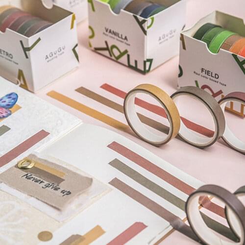 7 pcs/lot Morandi Pure Color Journal Washi Tape Adhesive Tape Diy Scrapbooking Sticker Label Masking Tapes