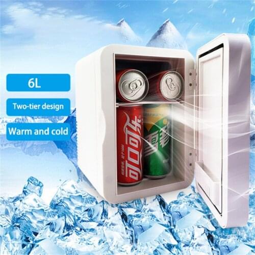 Car Home Auto Refrigerator 6L Mini Fridge Food Fruit Heating and Cooler Small Household Dormitory Single for Travel Camping 12V