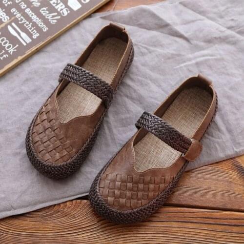 Retro Grandma Shoes Soft Bottom Mary Jane Womens Shoes Literary Mori Shallow Mouth Flat Single Shoes Round Head Peas Shoes