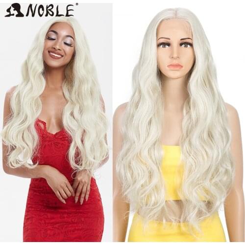 Noble Cosplay Long Wig Curly Lace Front Wig 30 Inch 360 Wig White Wig Color Blonde Wigs synthetic Lace Front Wigs For Women