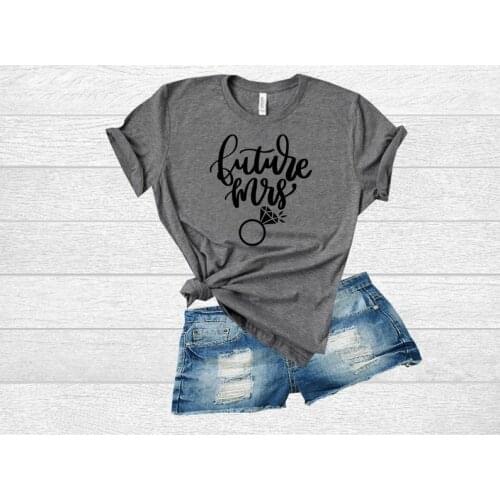Future Mrs Soft Tee Bridal Shirt bridesmaids Bachelorette Party Diamond ring pattern cotton Casual Short Sleeve Female Tops goth
