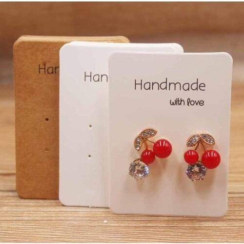 50PcsDIY handmade series Paper earring Tags kraft Display Hanging Cards Package for Ear Studs Earrings Jewelry Package