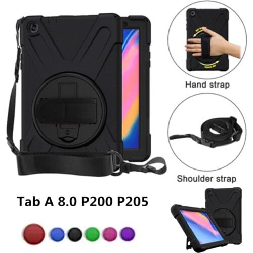 For Galaxy tab A 8.0 2019 (S Pen) SM-P200 P205 P207 Case - Three Layer Heavy Duty Rugged Drop Protection Cover with Hand Strap