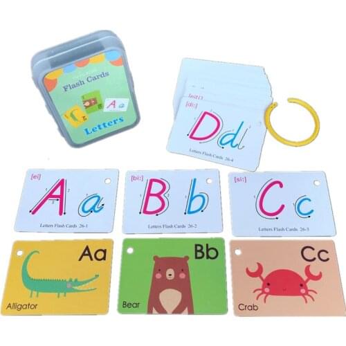 Baby English Learning Word Card Pocket Flash Cards Preschool Montessori Educational Toys Letters Alphabet ABC Numbers
