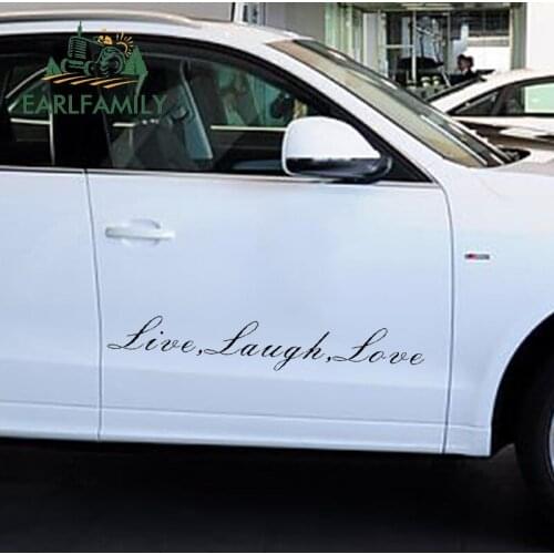 EARLFAMILY 2x Exquisite Hand-carved Letters Streamlined Art Live Laugh Love Car Stickers Truck Kayak Canoe Vinyl Decal