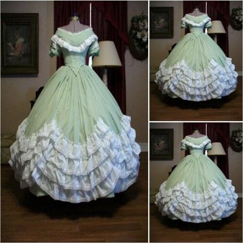 Historical Civil War Southern Belle Gown evening Dress/Victorian Lolita dresses/scarlett dress US6-26 SC-913