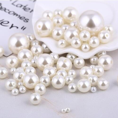 10grams Ivory Round Imitation Garment Pearl With holes For DIY Art Necklace Fashion Jewelry Making Accessories 3-30mm