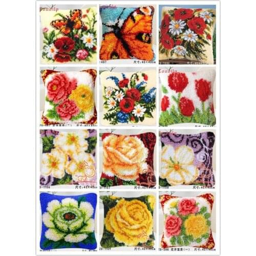 Latch Hook DIY Needlework Unfinished Crocheting Cushion Mat Embroidery Carpet Rug Mr. Bear Home Decor latch hook flower