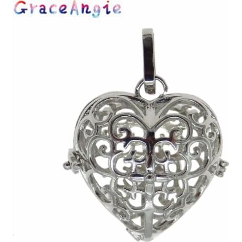 GraceAngie White K Color Zinc Alloy Love Phase Box 1pc Heart Love Lockets for Armotherapy Essential Oil Diffuser Necklace