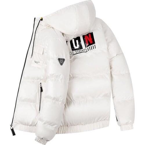 Men Winter Jackets And Coats Fad Vogue Printed Cotton Padded Casual Parkas Slim Thick Warm Outwear