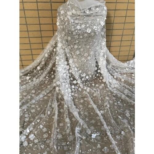 Soft material French Lace Fabrics ZH-1188816 African Tulle Lace Fabric with beads