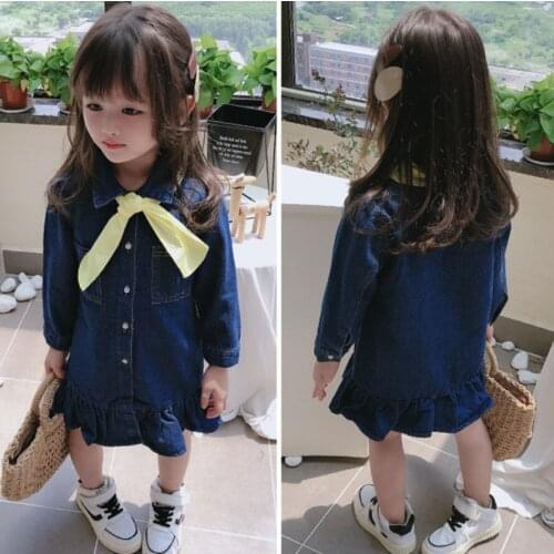 New Girls Clothing Fashion Princess Denim Dress Girl Party Gifts Kids Dresses for Spring Autumn Baby Girl Cardigan Jeans Dress