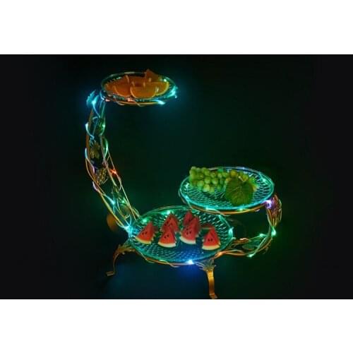 New rechargeable led Luminous Fruit Tray Tray Cake Sushi Plate Case Serving Trays wedding table centerpieces Bar disco Party