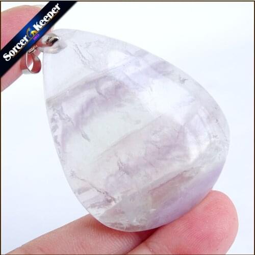 Wholesale Real 100% Natural Rainbow Fluorite Crystal Polished Mineral Specimen Polished Reiki Healing Pendant Necklace QS707