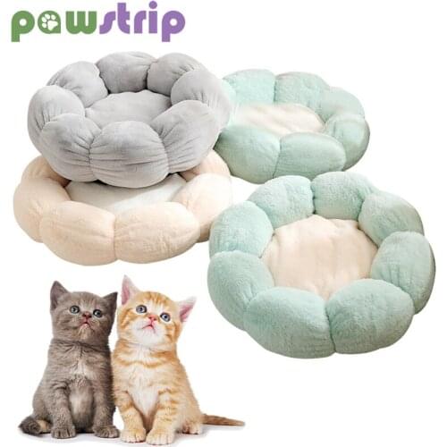 Round Flower Warm Plush Cat Litter Soft Comfortable Pet Nest Pad for All Season Improve Pet Sleep Bed for Cats House Accessories