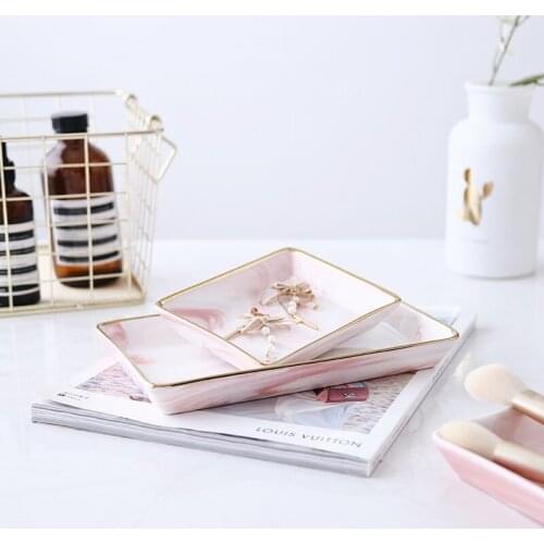Marble Pattern Storage Tray Home Decoration Cosmetic Skin Care Product Storage Tray Bathroom Toiletries Storage Tray Decoration