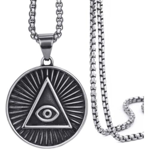 Stainless Steel Mens Pendant Illuminati The All-seeing-eye Illunati Pyramid/eye Symbol Chain Necklaces