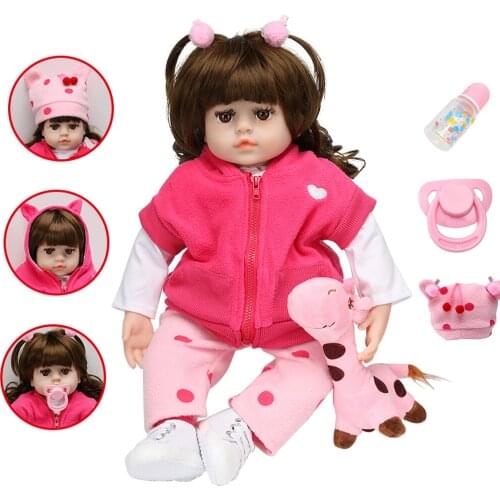48CM Silicone Realistic Reborn Baby Doll Adorable Lifelike Toddler Birthday Christmas Toys Doll With Giraffe