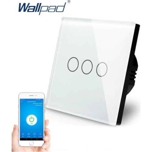 3 Gang WIFI Alexa Google home IOS Android Control Touch Switch Wallpad EU UK 3 Gang 1 Way Glass Wifi Smart Wall Switch