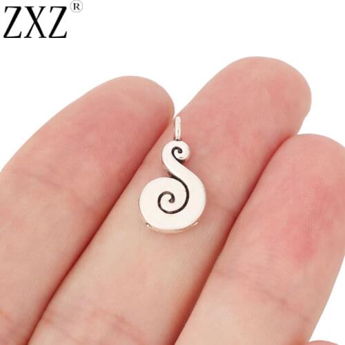 ZXZ 20pcs Tibetan Silver Spiral Swirl Charms Pendants Beads Double Sided for Jewelry Making Findings 18x10mm