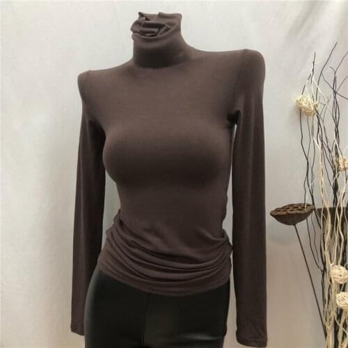 Pullover Womens Tops And Blouses Long Sleeve Turtleneck 2021 Spring Autumn Sexy Pull Femme Solid Slim Fit Korean Style Shirt