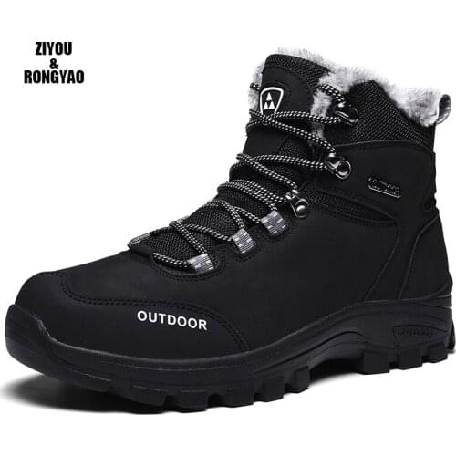 Winter Boots Men Ankle Warm Christmas Fashion Short Plush Winter Shoes Man Snow Shoes Super Warm Men Genuine Leather Boot