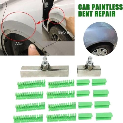 18X Paintless Dent Removal Puller Tabs Teeth Tools Kit with Glue Sticks for Dent Repair of Car Body Hail Damage Green