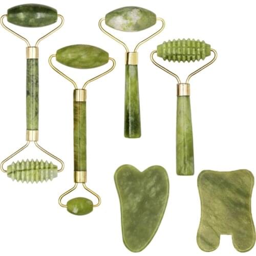 Massager For Face Jade Roller Facial Skin Care Tools Natural Guasha Scraper Body Back Beauty Slimming Massagers Roller Set