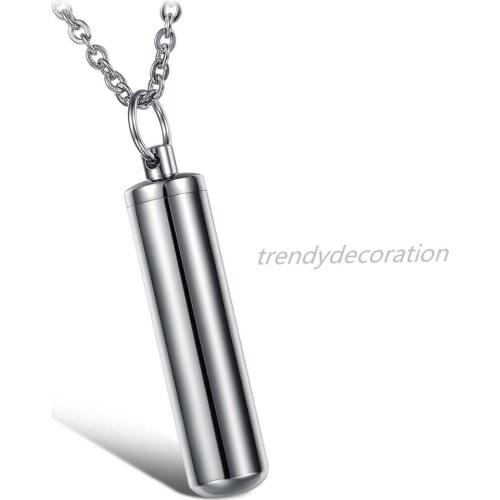 3mm*20'' Chain High Quality Silver Color Stainless Steel Bullet Pendant Necklace Vintage Women and Men Stainless Steel Pendant