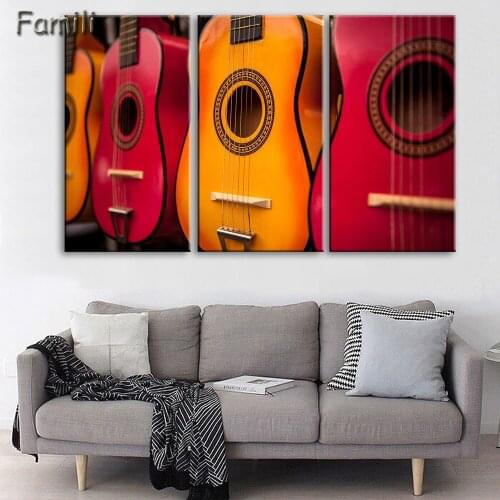 3 Pieces Canvas Art Painting Printed Abstract guitar Wall Art Print Canvas Painting Home Decor For Living Room