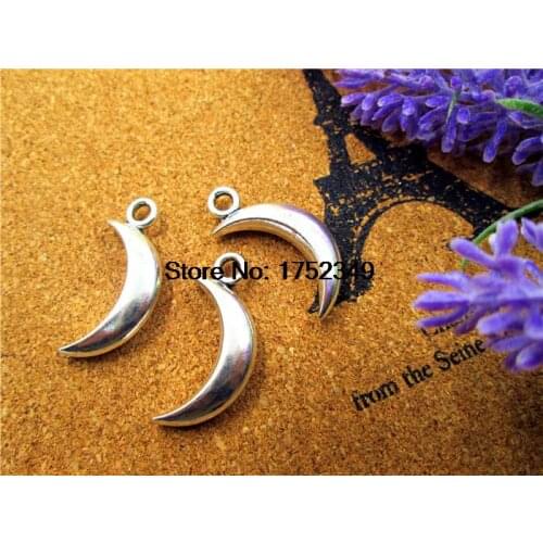 5pcs-Quarter Moon Charms ,Antique Tibetan Silver Tone moon charm pendants 10x31mm