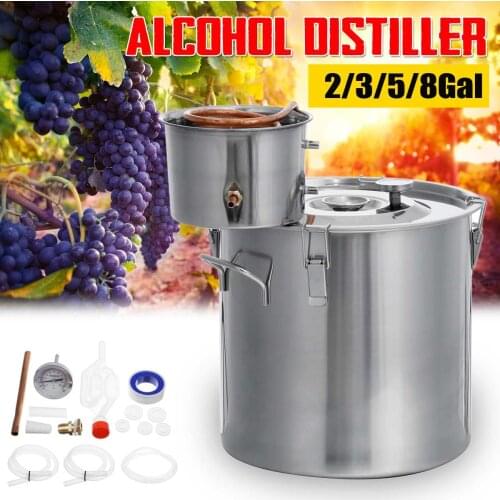 8 Gal 30L Alcohol Distiller Still Spirits Alcohol Distiller Moonshine Ethanol Copper Boiler 304 Stainless Steel Home Brewing Kit