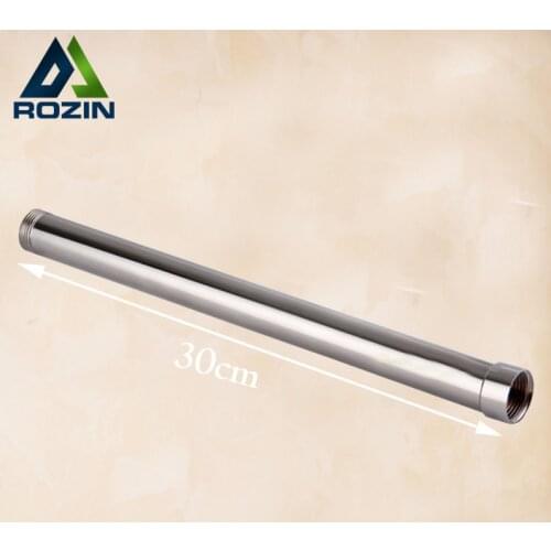 Free Shipping Wholesale And Retail 12" (30CM) Solid Brass Chrome Finish Round Bathroom Shower Faucet Pipe Extension Tube Bar