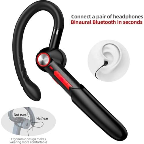 Bluetooth 5.0 wireless headset business universal hanging-ear in-ear HIFI wireless headset waterproof microphone with microphone