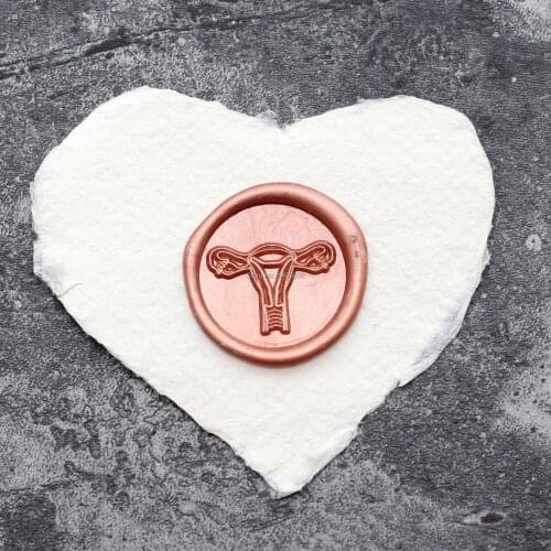 Uterus design logo metal sealing Stamp with Wooden handle,Party Invitation stamps Decor gift wax ,Wedding envelope antique stamp