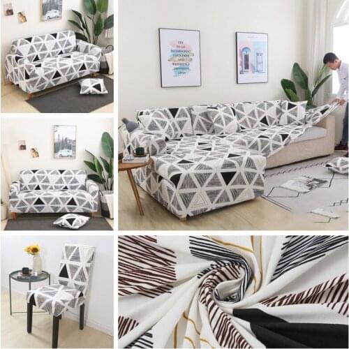 Geometric Printed Sofa Cover Stretch Slipcover Elastic Sectional Sofa Cover For Living Room Modern Sofa Chaise Cover Lounge