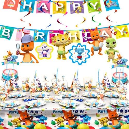 Hot Word Party Theme Birthday Party Decoration Tableware Set Cartoon Animals Paper Cup Plate Baby Shower Kids Birthday Supplies