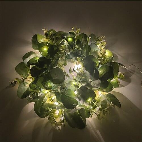 Artificial Glowing Wreath Door Decor Home Party Decoration Green Eucalyptus Garland For Christmas New Year