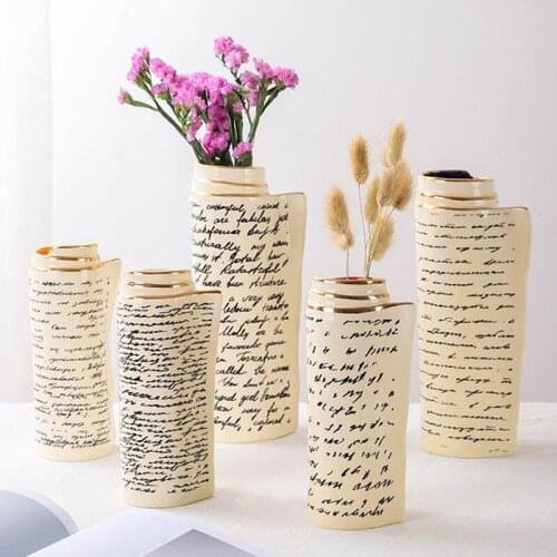 European-Style Ceramic Vase Bottle Jar Vasos Vases Verrine Garrafa Vase Decor English Scroll Decorative Bottle ваза стекло