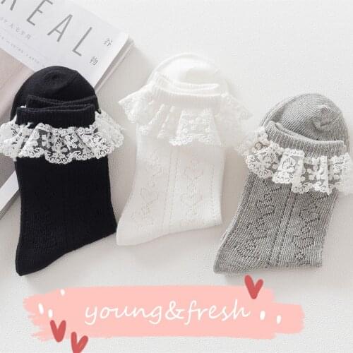 Lace Frilly Socks Women Japanese Fashion Kawaii Lolita Ankle Socks Cute White Mary Jane Designer Socks calcetines de la mujer