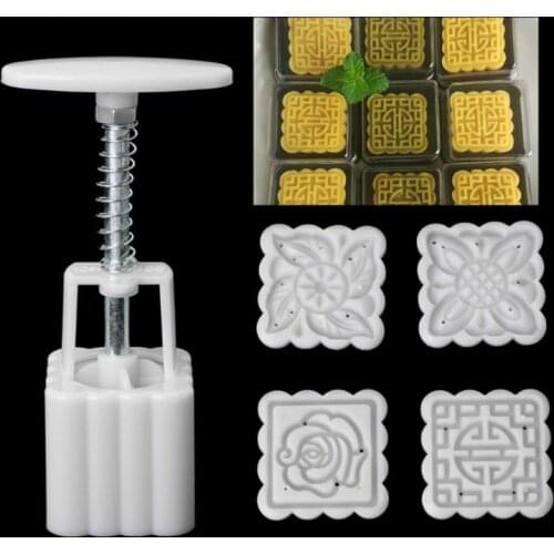 Moon Cake Decor Mould Barrel Square Flower Mooncake Mold 50g Pastry Mooncakes Hand DIY Hand Pressure Fondant Moon Cake Tool