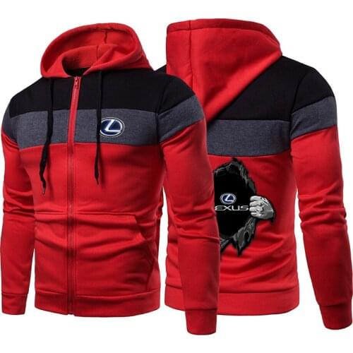 2021 Spring Mens Lexus Logo Color Matching Hooded Coats Casual Zipper Sweatshirts Male Tracksuit Fashion Popular Jacket