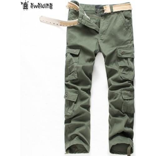 New Arrival Mens Cargo Pants High Quality Solid Cotton Men Trousers Joggers Casual Loose Sports Pants Plus Size