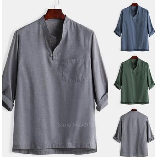 New Year Chinese Style Traditional Linen Kung Fu Clothing for Men Tops Solid Vintage Wu Tang Clan Tai Chi Tang Shirt